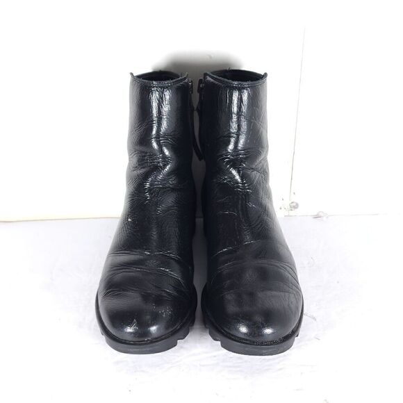 Sorel Women’s Emilie II US 8,5 Black Patent Leather Side Zip Ankle Boots Booties - Picture 3 of 15